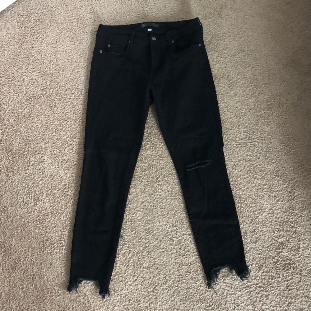 Leith raw hem black jeans